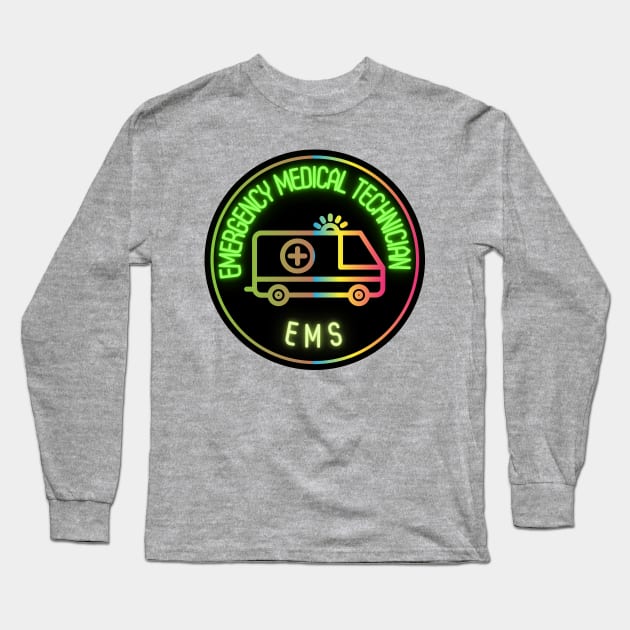 Neon emt first responder Long Sleeve T-Shirt by PixieMomma Co